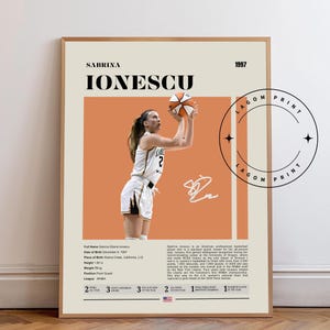 Sabrina Ionescu Poster, New York Liberty, WNBA poster, Ionic Poster, Helvetica, Mid-Century Modern, Basketball Wall Art, Girl Bedroom art