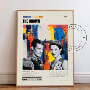 The Crown Poster, British Royal Family Art, Queen Elizabeth Wall Print, Period Drama Decor, Historical TV Show Gift Idea