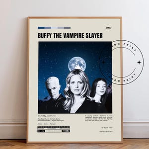 Buffy the Vampire Slayer Poster, Retro Horror TV Art, 90s Gothic Wall Print, Supernatural Series Decor, Dark Fantasy Gift Idea