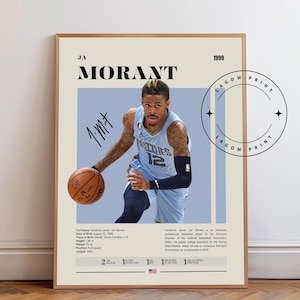 Ja Morant Poster, Memphis Grizzlies Poster, NBA Poster, Sport Poster, Mid Century Modern, NBA Fans, Basketball Geschenk, Sport Schlafzimmer Poster