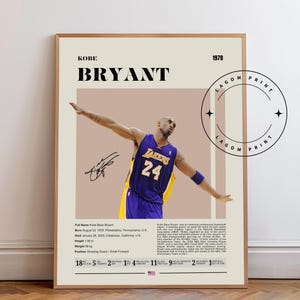 Kobe Bryant Poster, LA Lakers Poster, NBA Poster, Sports Poster, Mid Century Modern, NBA Fans, Basketball Gift, Sports Bedroom Posters
