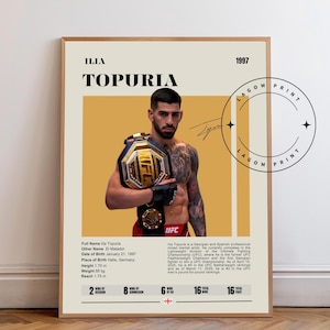 Ilia Topuria Poster, UFC Poster, MMA Poster, Boxing Poster, Sports Poster, Mid-Century Modern, Motivational Poster, Sports Bedroom Posters
