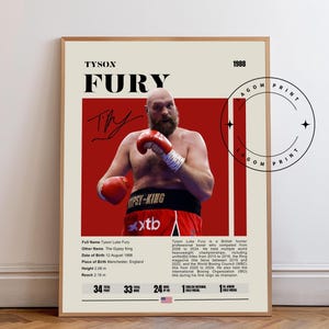 Tyson Fury Poster, Boxing Poster, Modern Boxing Print, Minimalist Boxing Wall Art for Office, Boxing Bedroom Decor, Boxing Gift Ideas