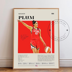Kelsey Plum Poster, American Basketball Player, WNBA Poster, Sports Poster, Mid Century Modern, WNBA Fans, Basketball Gift, Bedroom Posters