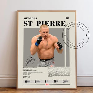 Georges St-Pierre, UFC Posters, MMA Wall Art, Fighter Prints, Sports Poster, Mid-Century Modern, Motivational Poster, Sports Bedroom Posters