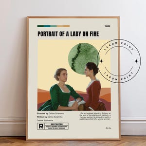 Porträt einer Dame auf Feuer Poster, minimalistischer französischer Filmdruck, Marianne und Heloise Art, Queer Romance Dekor, digitaler Download