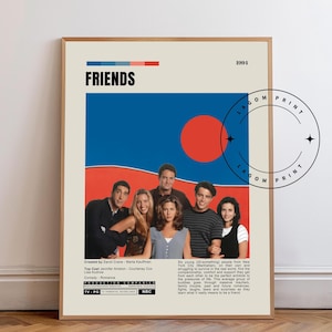 Friends Poster, David Crane, Minimalist Tv Series, Vintage Retro Art Print, Mid century modern, Tv Series Poster, Tv Show Poster