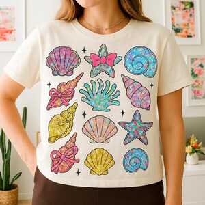 Wildflower Seashell Summer PNG: Beach Clam Graphics (Digital Download)