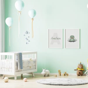Bonito póster A4: póster para aprender letras con ilustración de rana para la habitación de los niños