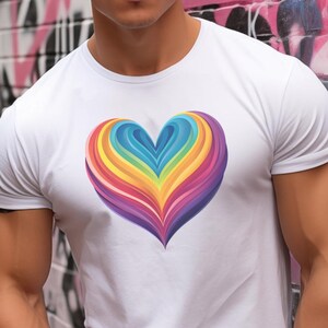 Pride Shirt, Rainbow Heart T-shirt, LBGT Heart, Pride Parade T shirt, LGBTQ+ Ally Tee, Nonbinary, Gay, Lesbian, Bisexual, Trans, Queer, BGLT