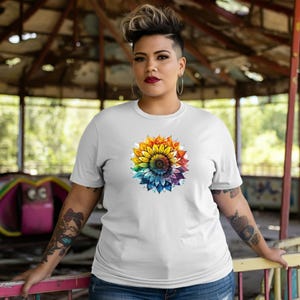 Rainbow Sunflower T-Shirt: Alcohol Ink Pride Tee