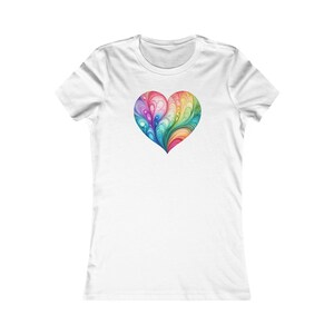 Rainbow Heart Streams Alcohol Ink Shirt Women&#39;s Favorite Tee, Pride T-shirt, Rainbow Heart Shirt