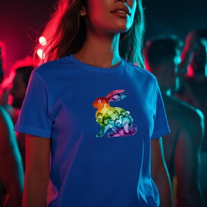 Rainbow Rabbit Alcohol Ink T-shirt, Bunny Shirt,Hare,Pride Shirt,Rainbow Animal T shirt, LGBTQ+, BGLT