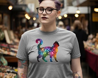 Maglietta con gatto arcobaleno: maglietta con motivo Alcohol Ink LGBTQ+ Pride