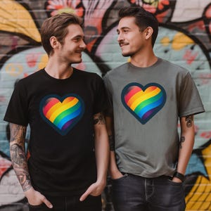 Pride Shirt, Rainbow Heart T-shirt, LGBT Heart, Diverse Pride T shirt, LGBTQ+ Ally Tee, Nonbinary, Gay, Lesbian, Bisexual, Trans, Queer