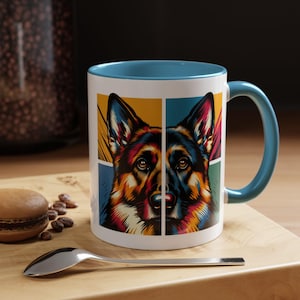 German Shepherd Dog Mug,4-Panel Pop Art Mug,German Shepherd Lover,GSD Mom,GSD Dad,Dog Lover Gift,Alsatian Gift,German Shedder