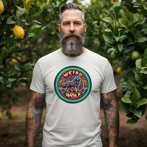 Weird Wolf T-shirt, Wolf Tee, Psychedelic, Neon Goth