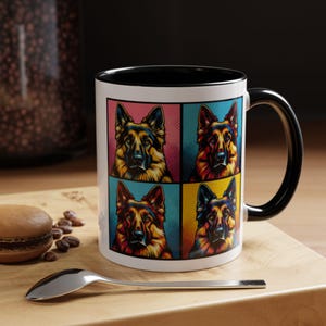 German Shepherd Dog Mug,4-Panel Pop Art Mug,German Shepherd Lover,GSD Mom,GSD Dad,Dog Lover Gift,Alsatian Gift,German Shedder
