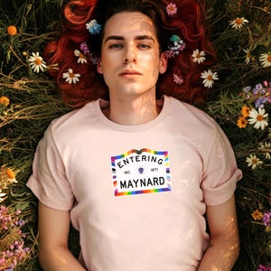 Maynard Town Sign Pride T-shirt, Massachusetts, Pride Shirt, Bisexual, Pansexual, Non-Binary, Asexual, Lesbian, Trans
