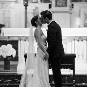 Cathedral wedding veil with French lace edging
