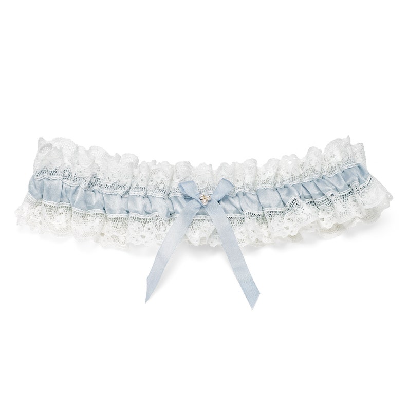 Something blue, silk and lace wedding garter. image 5