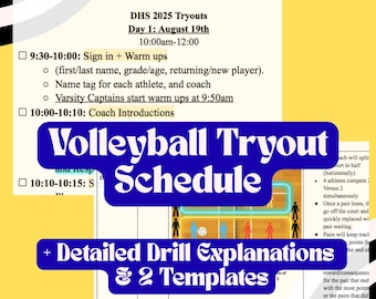 Szablony harmonogramu prób do siatkówki: 3-dniowy turniej dla młodzieży i szkół średnich (pobierz plik PDF)