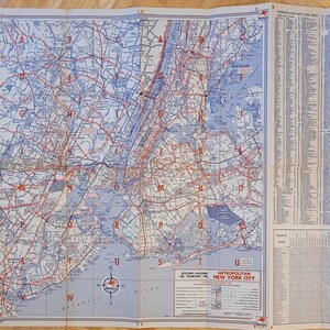 C.1960 map of New York City and Westchester and Putnam Counties, NY, Vintage city road map