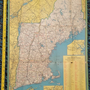 C.1950 Map of New England, Vintage city road map