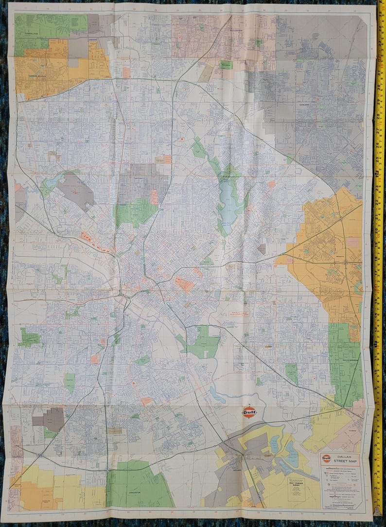 1975 Map of Dallas, Texas, Vintage City Road Map - Etsy