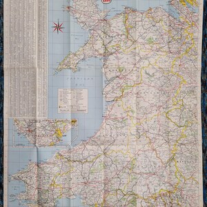 1960 map of Wales and Midlands England, Vintage city road map