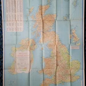 1953 map of Britain and Northern Ireland, Vintage road map