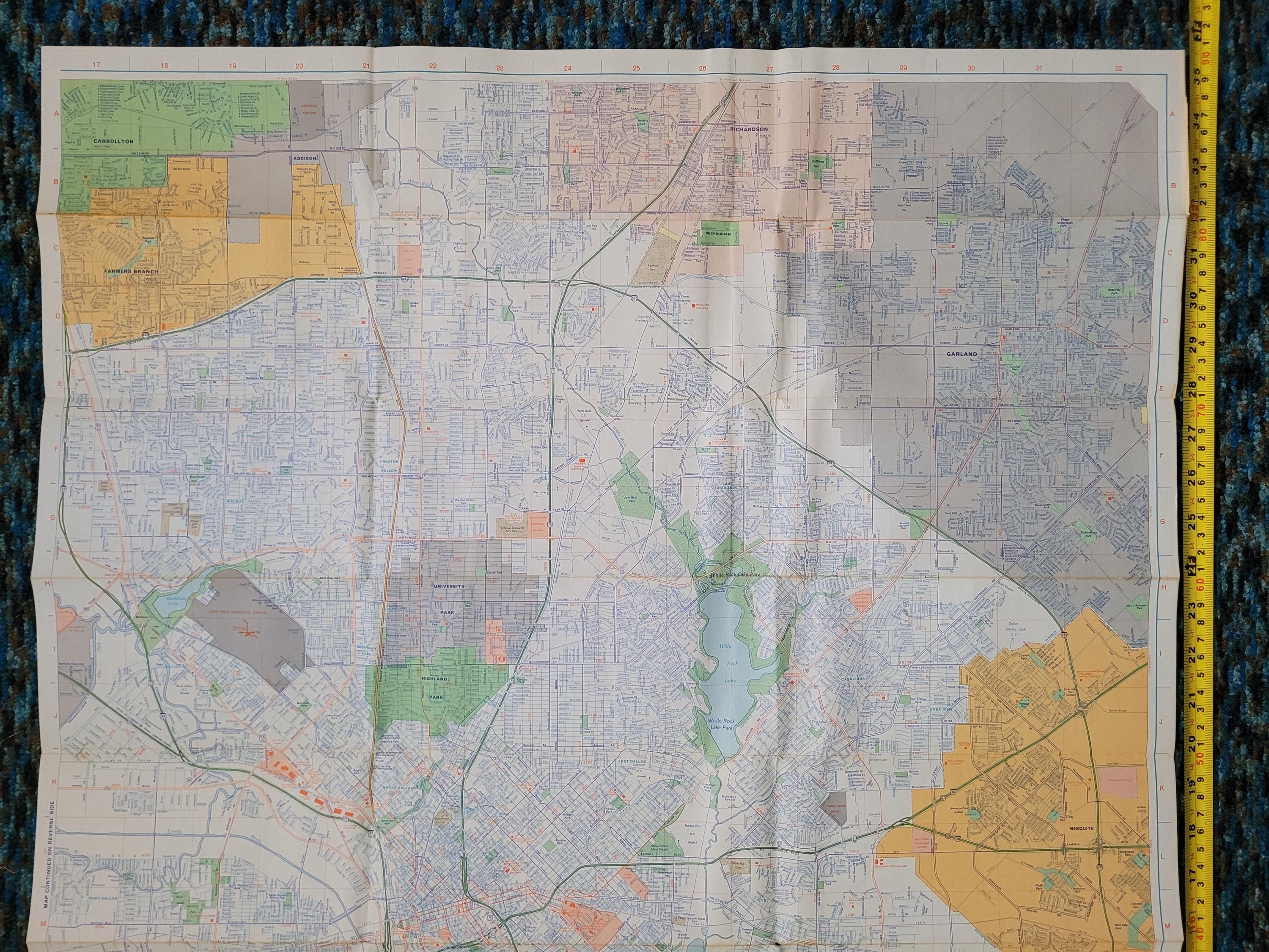 1975 Map of Dallas, Texas, Vintage City Road Map - Etsy