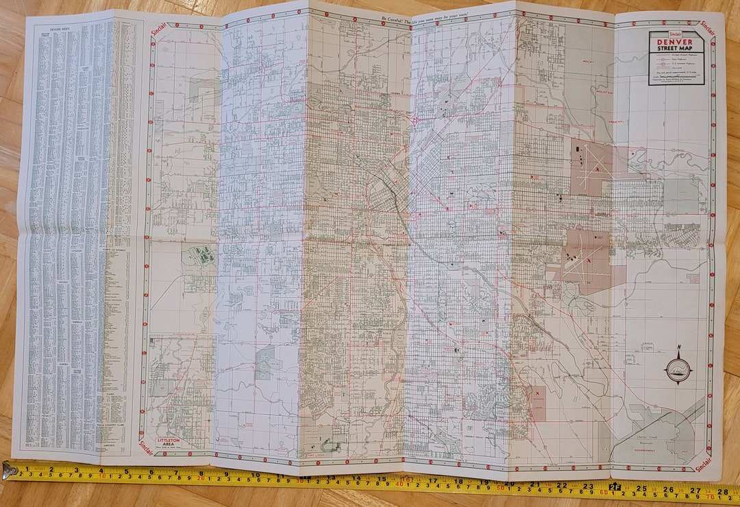 C.1960 Map of Denver Colorado, Vintage City Road Map - Etsy