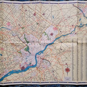 C. 1950 Map of Philadelphia PA, Vintage city road map