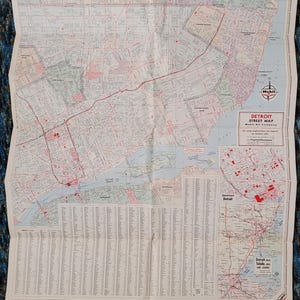 1965 map of Detroit, Michigan, Vintage city road map