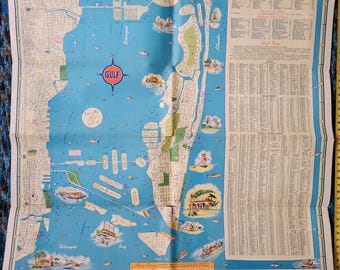 1950s Miami & Miami Beach Pictorial Road Map, Florida
