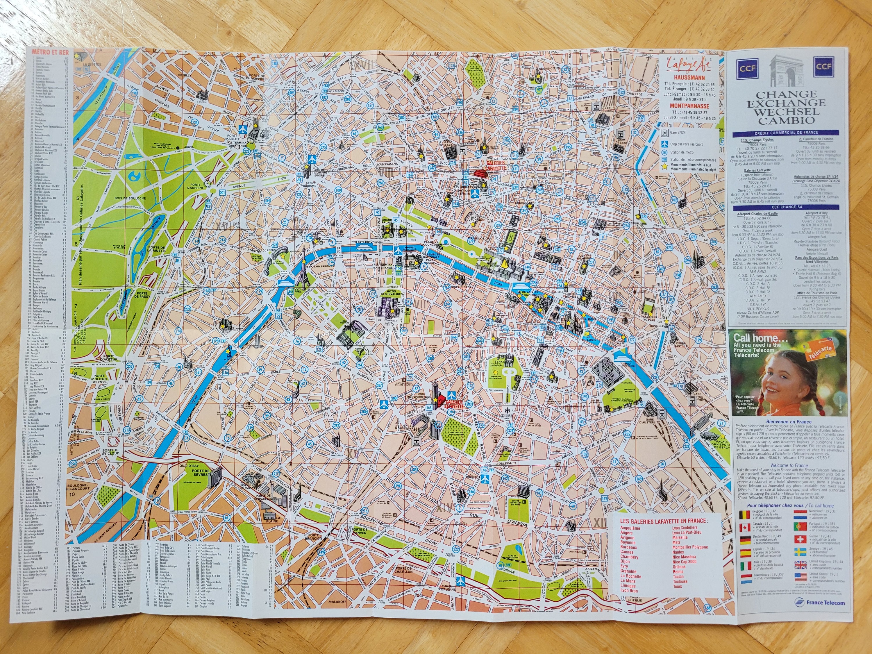 C.1990 Map of Paris, France, Vintage Pictorial City Road Map - Etsy