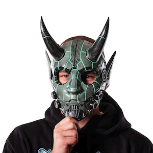 Cyberpunk Oni Mask Japanese folklore Cyber Demon Mask Cosplay Samurai