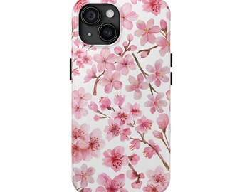 Pink Cherry Blossom Phone Case, Cute elegant pretty Flower bud Spring Floral bloom flowers garden petals Seasonal Japanese iPhone Samsung