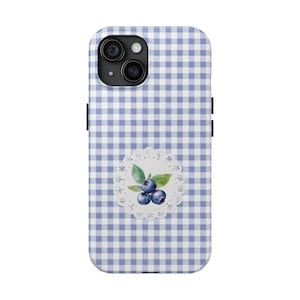Blueberry Gingham Lace Doily cute fruit coquette soft cowgirl aesthetic berry picking feminine summer spring picnic gift her iPhone Samsung