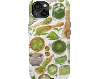 Grün Matcha Tee Handyhülle, beruhigendes japanisches Getränk-Muster