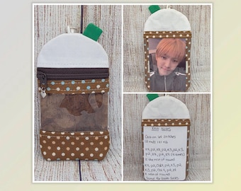 estuche para accesorios RF frappé boba tea portatarjetas fotográficas tejido crochet almacenamiento