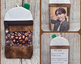 notions pouch RF frappe boba tea photocard holder knitting crochet storage