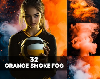 32 Orange Smoke Fog Digital Photography Backdrops Sports Background for Football Basketball Tennis Poster Soccer Banner Smoke background