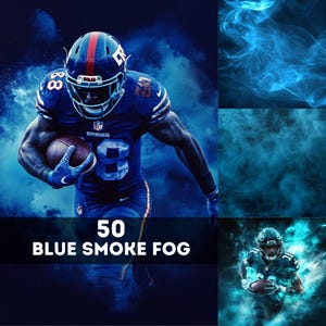 50 Blue Smoke Fog Digital Photography Backdrops Sports Background for Football Softball Basketball  Poster Soccer Banner Smoke background