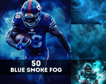50 Blue Smoke Fog Digital Photography Backdrops Sports Background for Football Softball Basketball  Poster Soccer Banner Smoke background