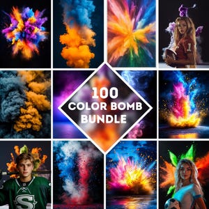 100 Color Bombs Digital Backdrops School Color Explosion Photography Background for Sport Posters, Football, Baseball, Soccer, Softball Gift