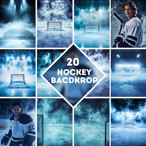 Peut inclure: 20 images de fond de hockey présentant une variété de scènes de patinoire avec des effets de brouillard et d'éclairage. Les images sont parfaites pour être utilisées comme arrière-plan pour des photos ou des vidéos.