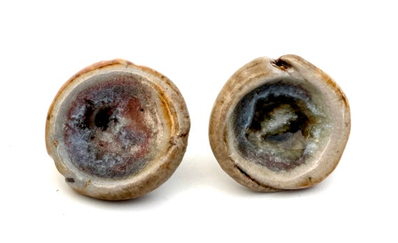 CLAY STUD EARRINGS #6 ceramic jewelry wood fired in an anagama kiln - handmade - one of a kind