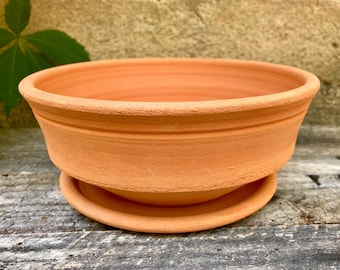 CERAMIC FLOWER POT #74. Wheel-thrown, porous terracotta planter for happy plants. One of a kind.